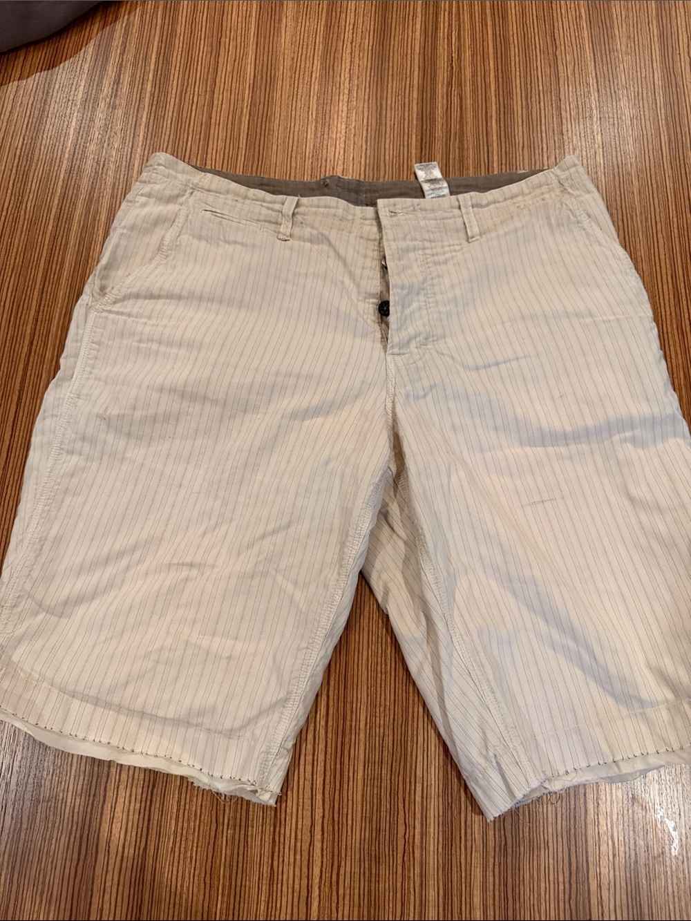 Converse Men's Light Beige Pinstripe Flat-Front Shorts